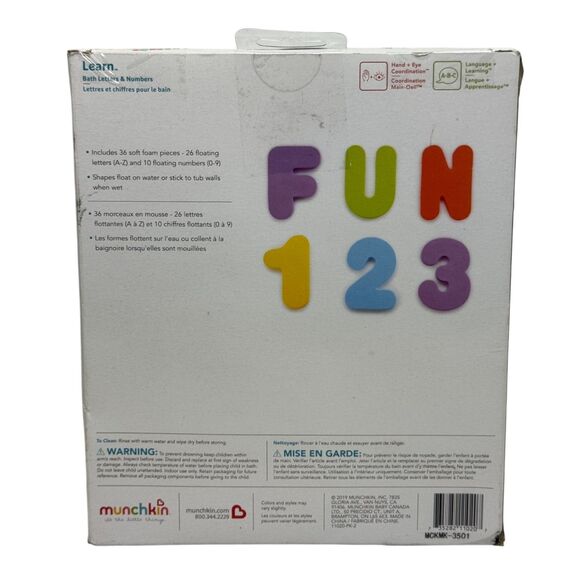 Munchkin Learn Bath Letters & Numbers Foam Toy Set 36pc ABC 123 Toddler 18M+ - Picture 5 of 6